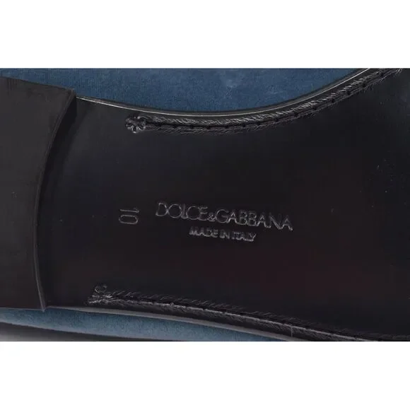 Dolce&Gabbana NWB Loafers / Slippers Size 43 10 US Blue Velvet W/ Gold DG Logo